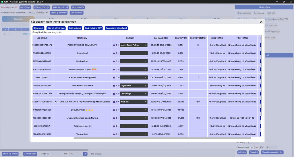 Quét Page không còn khó đã co FCM lo! 
Chi tiết dữ liệu quét Page